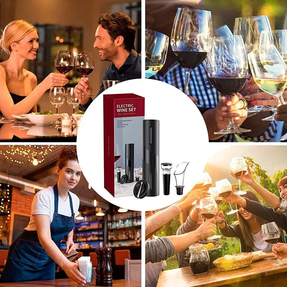 Set sacacorchos eléctrico 4 en 1 - Tecnología y elegancia para abrir tu vino
